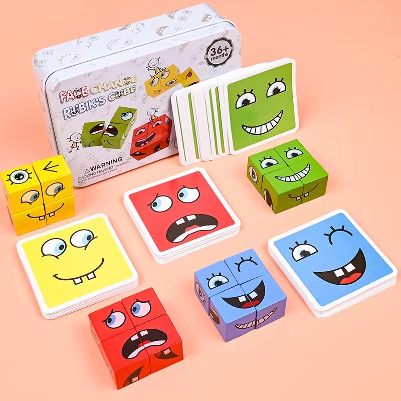 Wooden Expressions Matching Puzzle